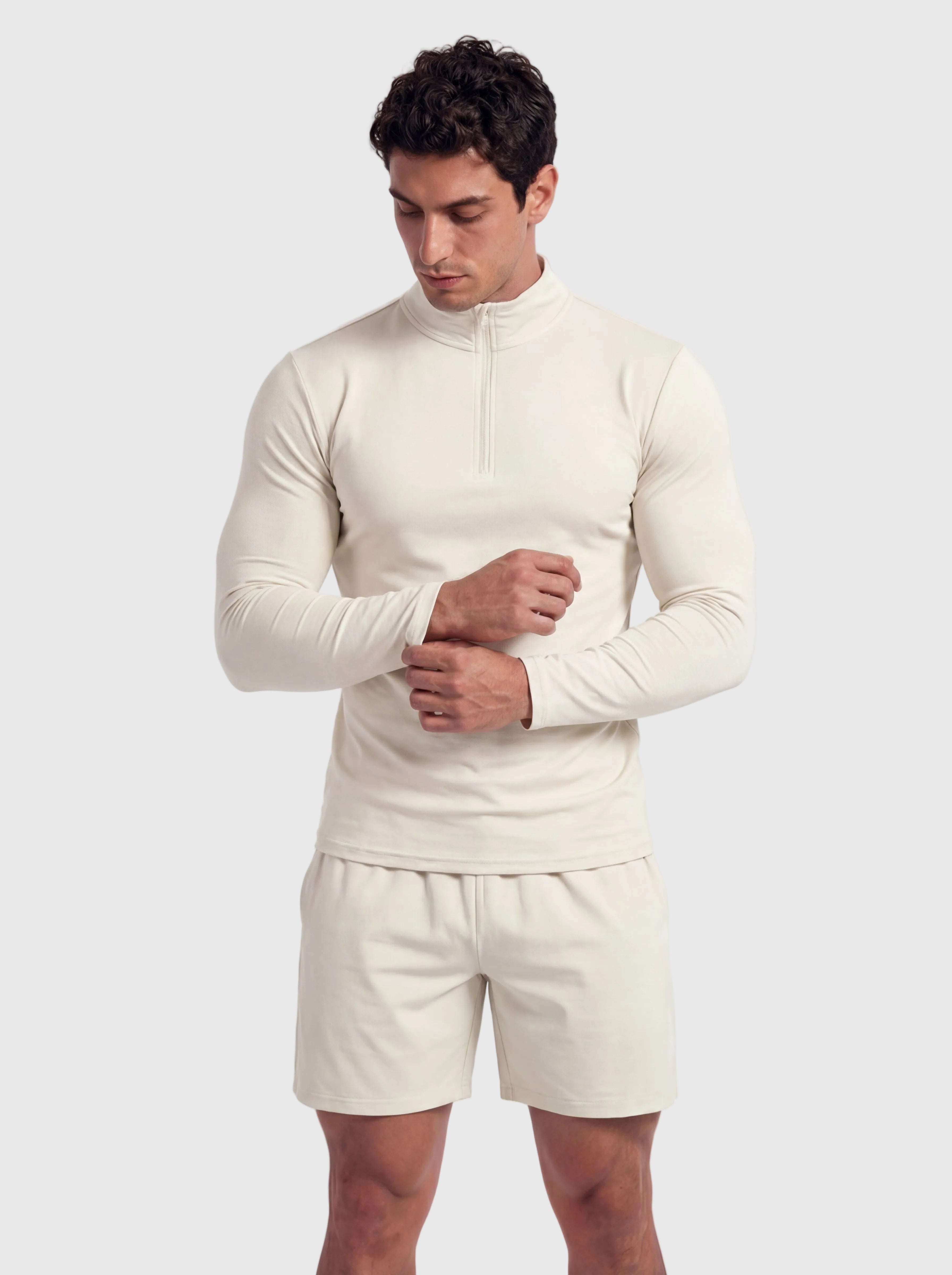 Fitted Performance Quarter-Zip - Sand