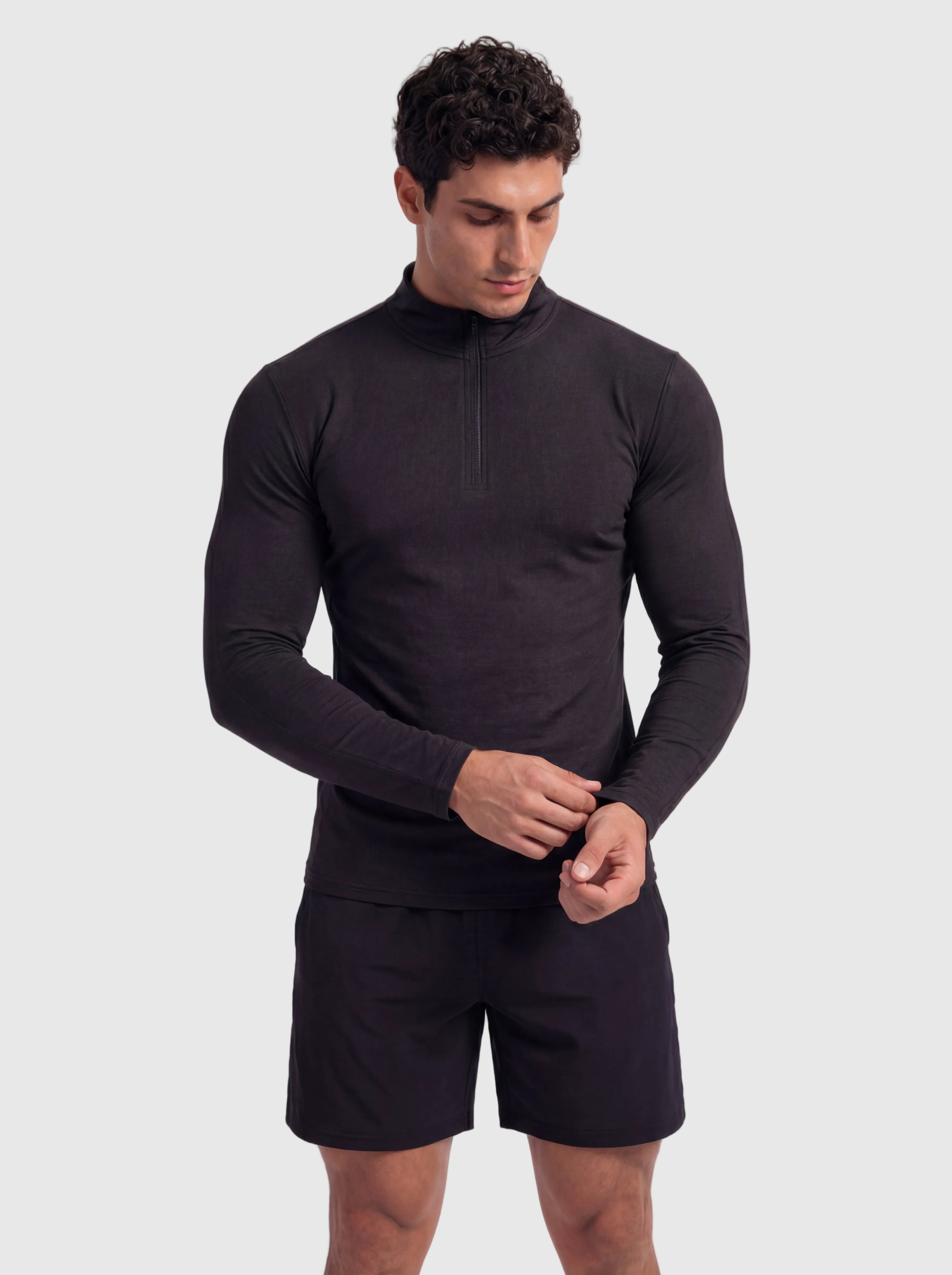 Fitted Performance Quarter-Zip - black