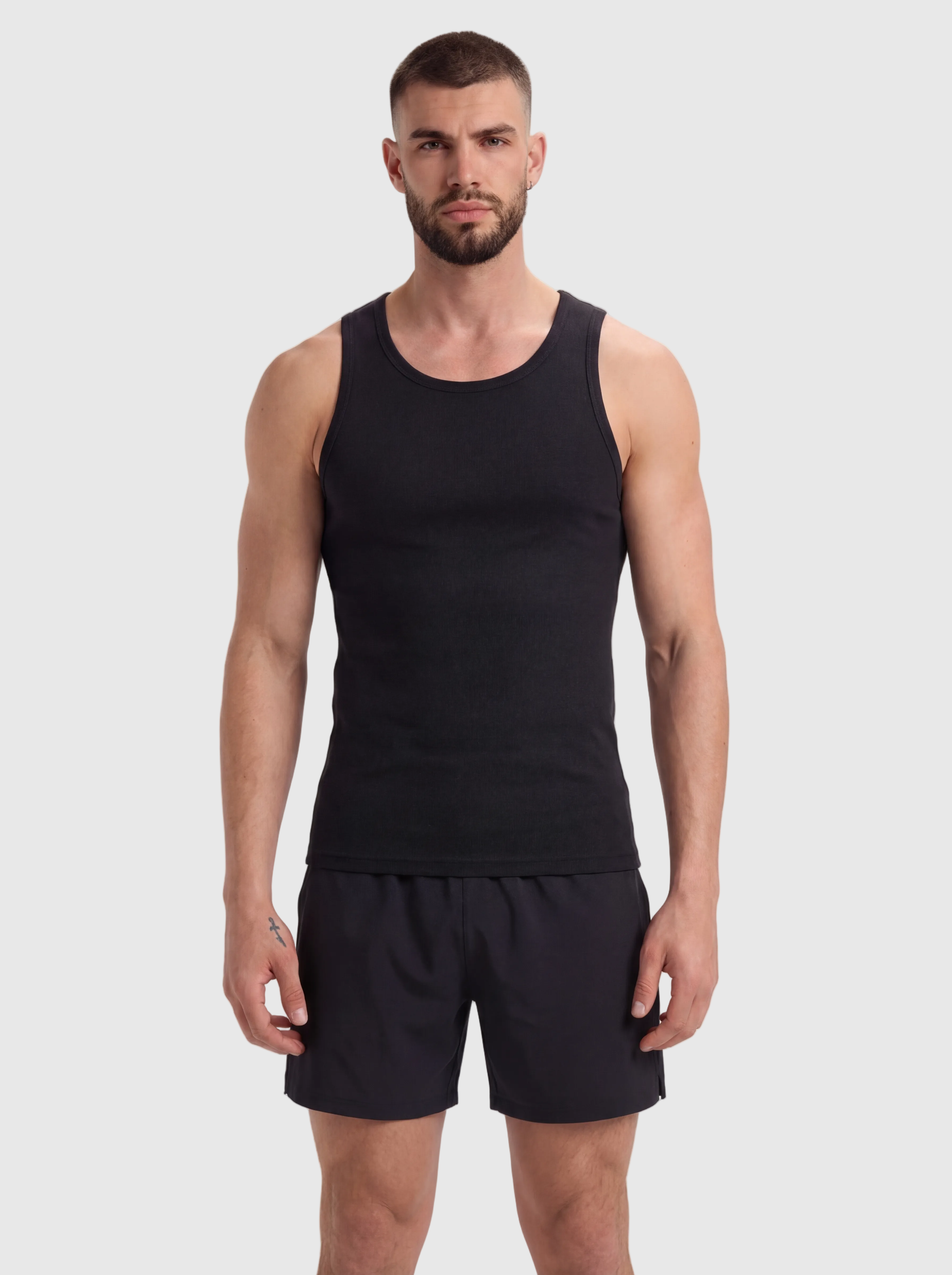 Premium Ultra Soft Cotton Fitted Tank - Black