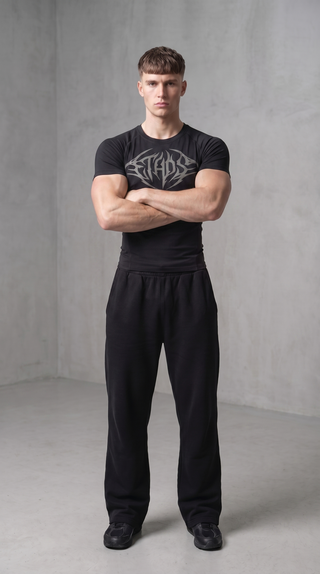 ETHOS Graphic Fitted Compression Tee - Black