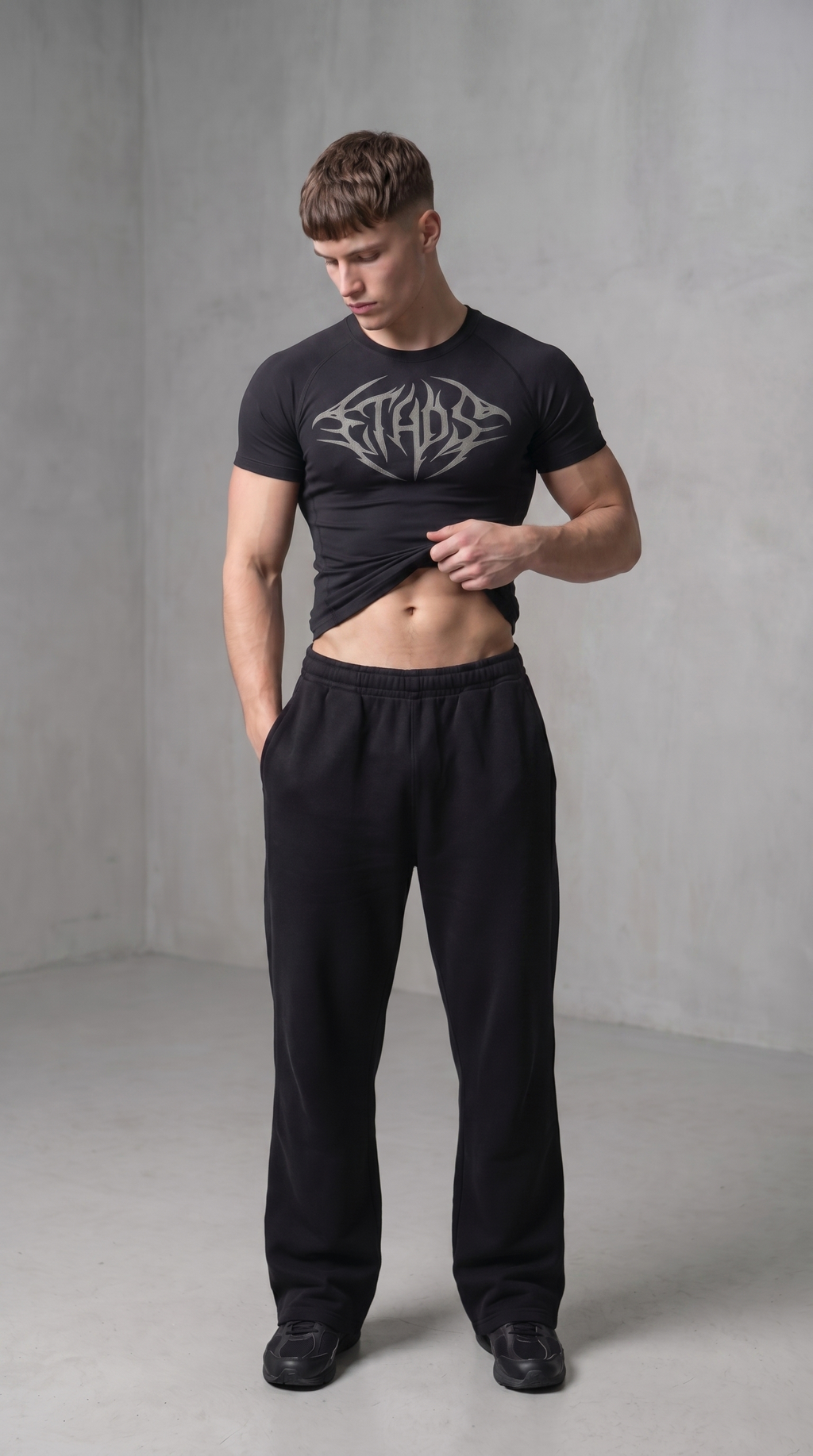 ETHOS Graphic Fitted Compression Tee - Black