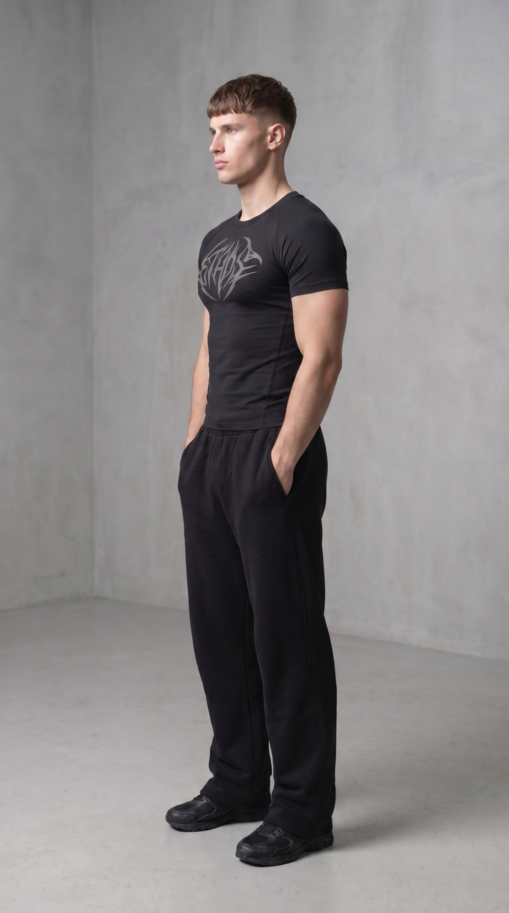 ETHOS Graphic Fitted Compression Tee - Black